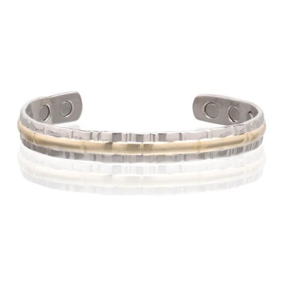 Popular Two Tone Magnetic Bracelet Arthritis Pain Therapy Cuff Bangle - Picture 1 of 1
